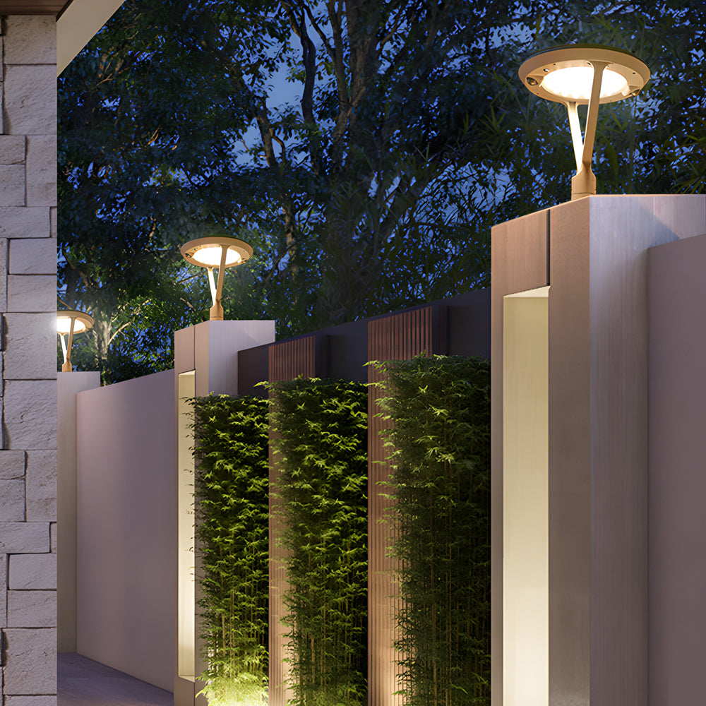Modern Round Dual Motion Sensor Led Solar Post Lights Outdoor Pillar Lamp