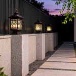 Retro Outdoor Column Light in Coffee Finish with Warm LED