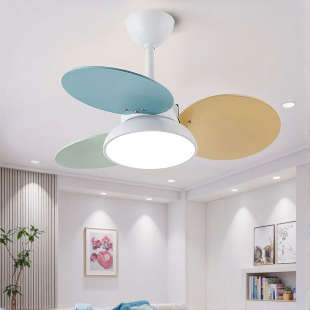 Macaron Colorful Round Ceiling Fan With Led Light