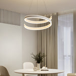 Matte White Twisted Chandelier Dimmable Led Ring Pendant Lamp
