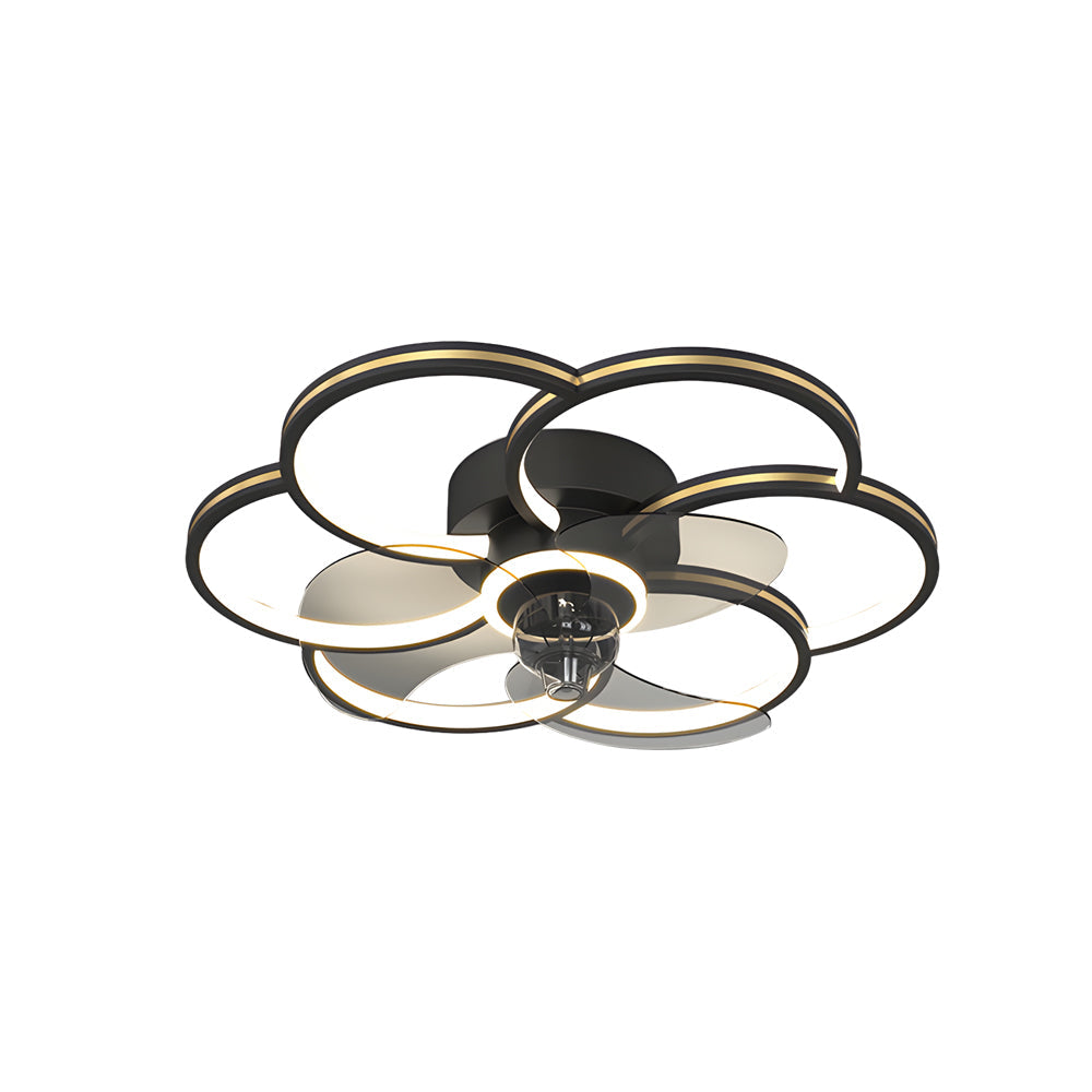 Flower Creative Three Step Dimming Led Silent Modern Ceiling Fan And Light