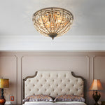Crystal Adorned Roman Style Flush Mount Ceiling Fixture