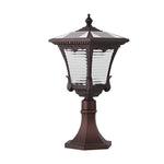 Vintage Solar LED Lawn Lamp with Ornate Top in Coffee Gold Finish