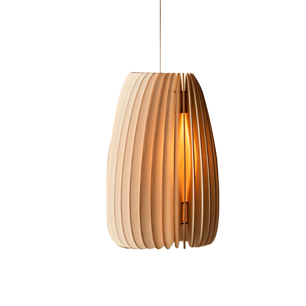 Handmade Wood Veneer Lanterns Led Nordic Japanese Style Pendant Lights