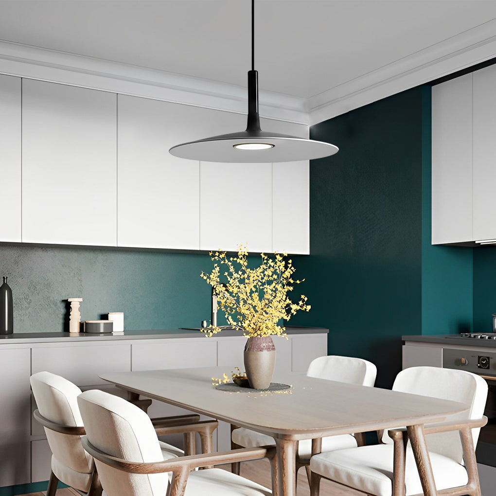 Nordic Flat Dish LED Pendant Light – Minimalist Ceiling Hanging Lamp