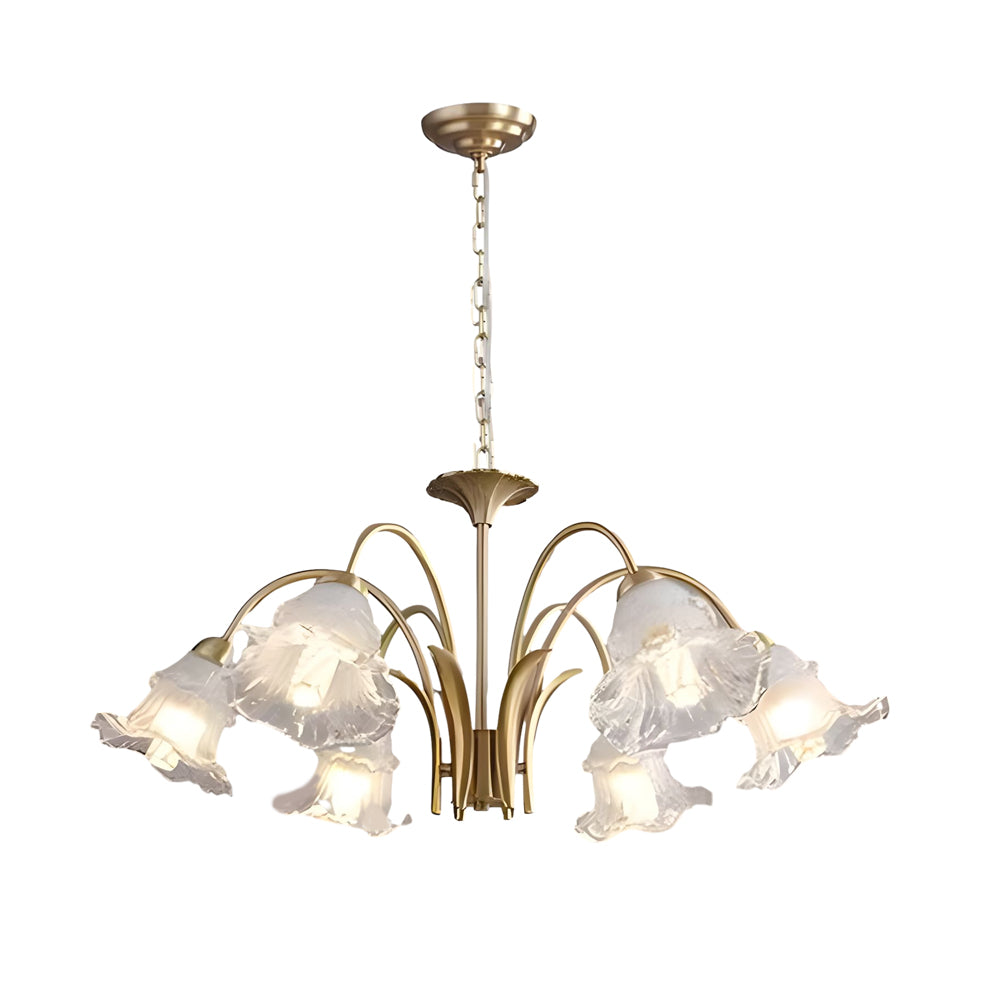 6 8 Light Glass Lily Chandelier French Pastoral Gold Fixture