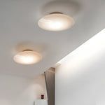 Modern White Glass Led Flush Mount Ceiling Lamp For Bedroom Minimalist Style
