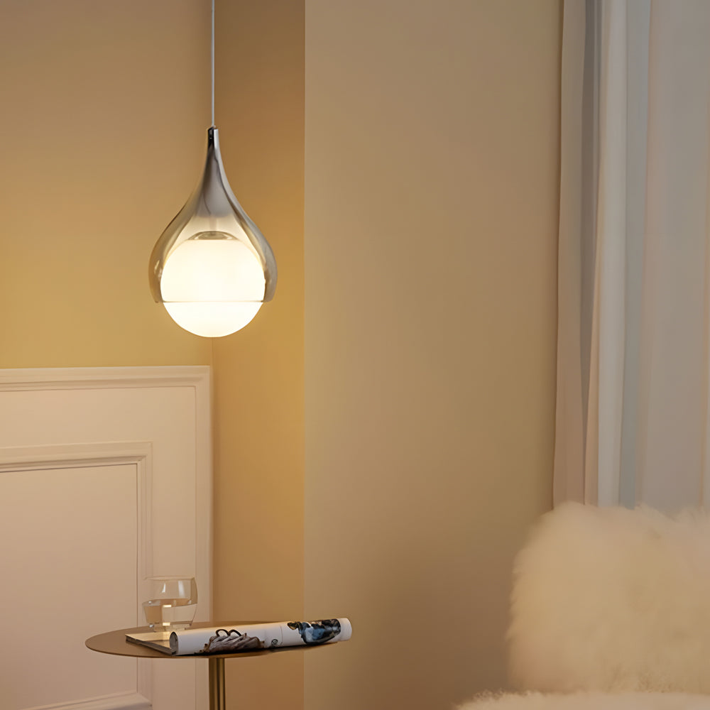 Modern 1 Light Teardrop Droplet Glass Pendant Light Adjustable Height