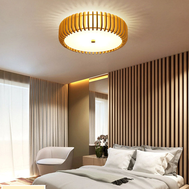 Wood Round Nordic Bedroom Ceiling Light Li002619
