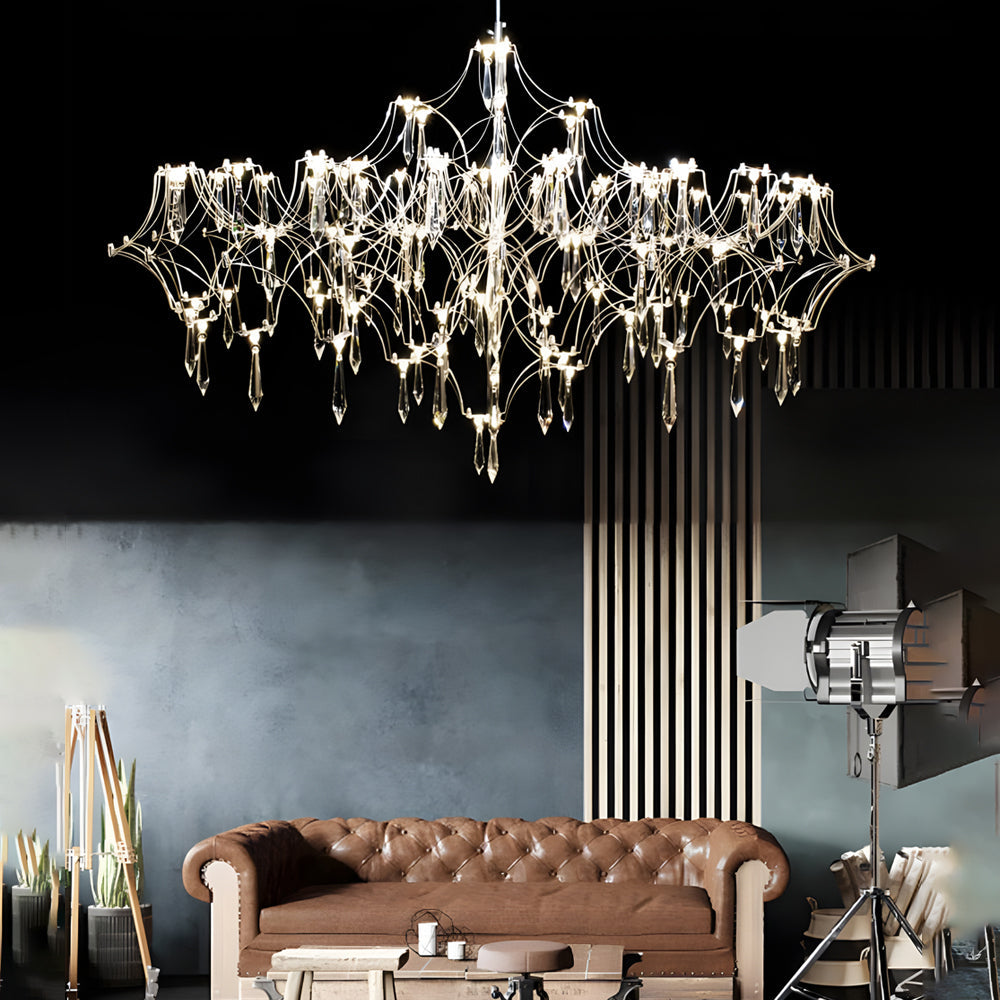 Stainless Steel Crystal Pendants Raindrops Led Italian Style Chandelier