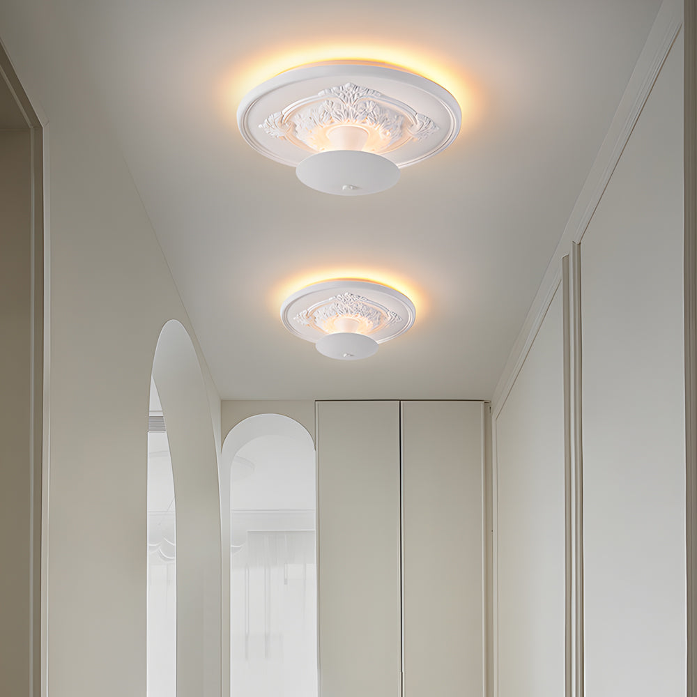 19 7 Inch Round Gypsum Relief Dimmable Led Flush Ceiling Light