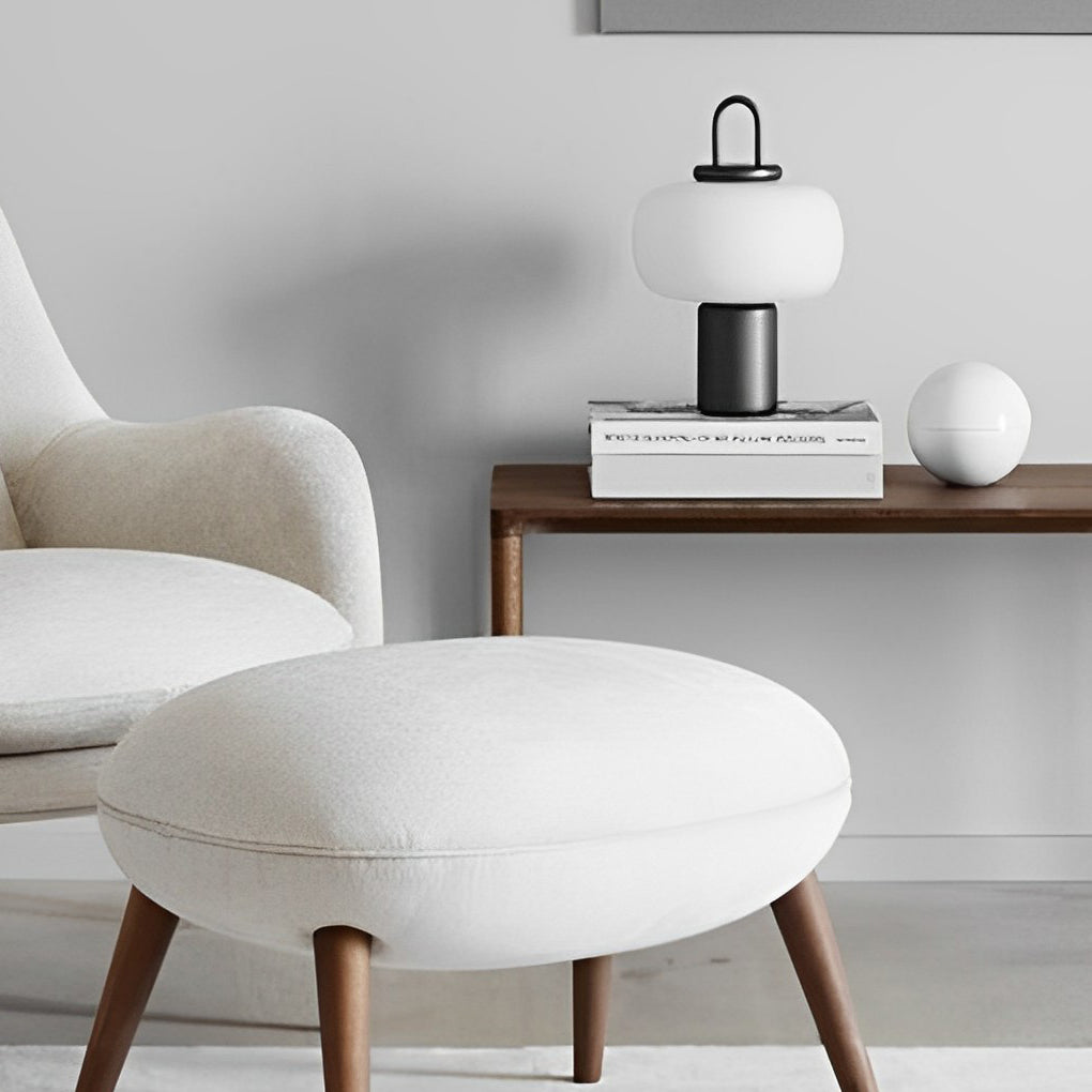 Modern Milk Glass Orb Table Lamp Portable Led Ambient Lighting