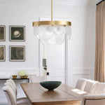 3 Light Round Semi Flush Mount Glass Chandelier