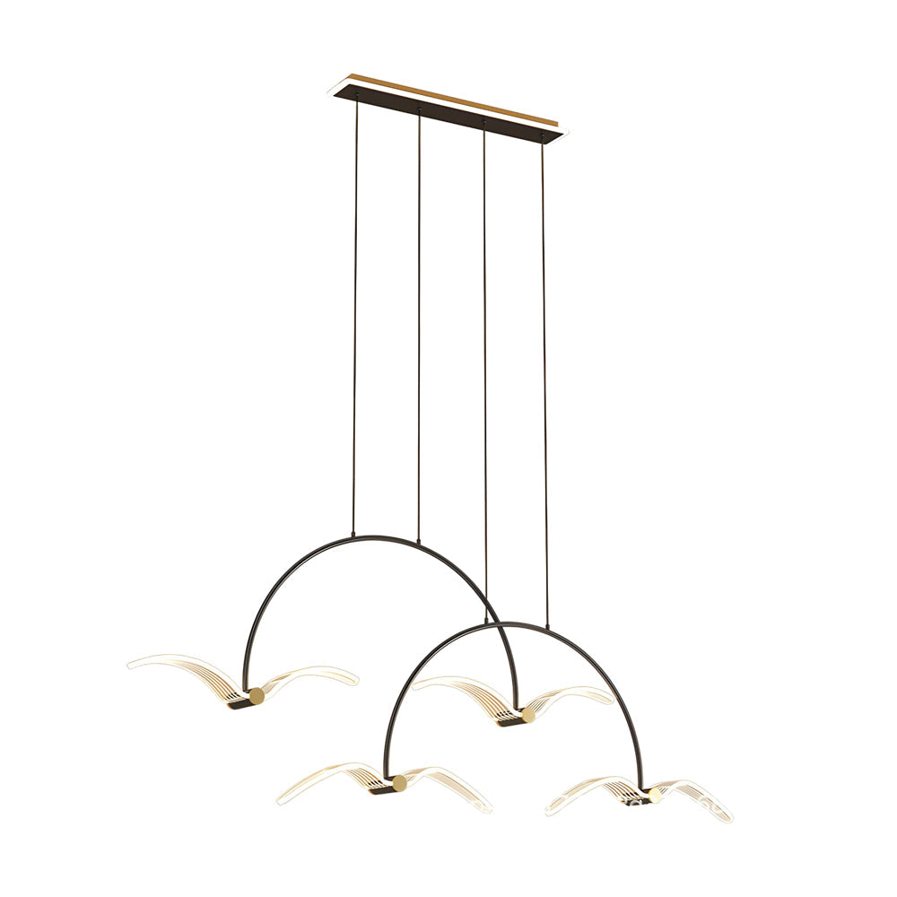 2 4 Light Modern Led Acrylic Seagull Linear Chandelier For Dining