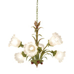 Modern Pastoral Green Flower Hanging Chandelier 3 6 8 Light