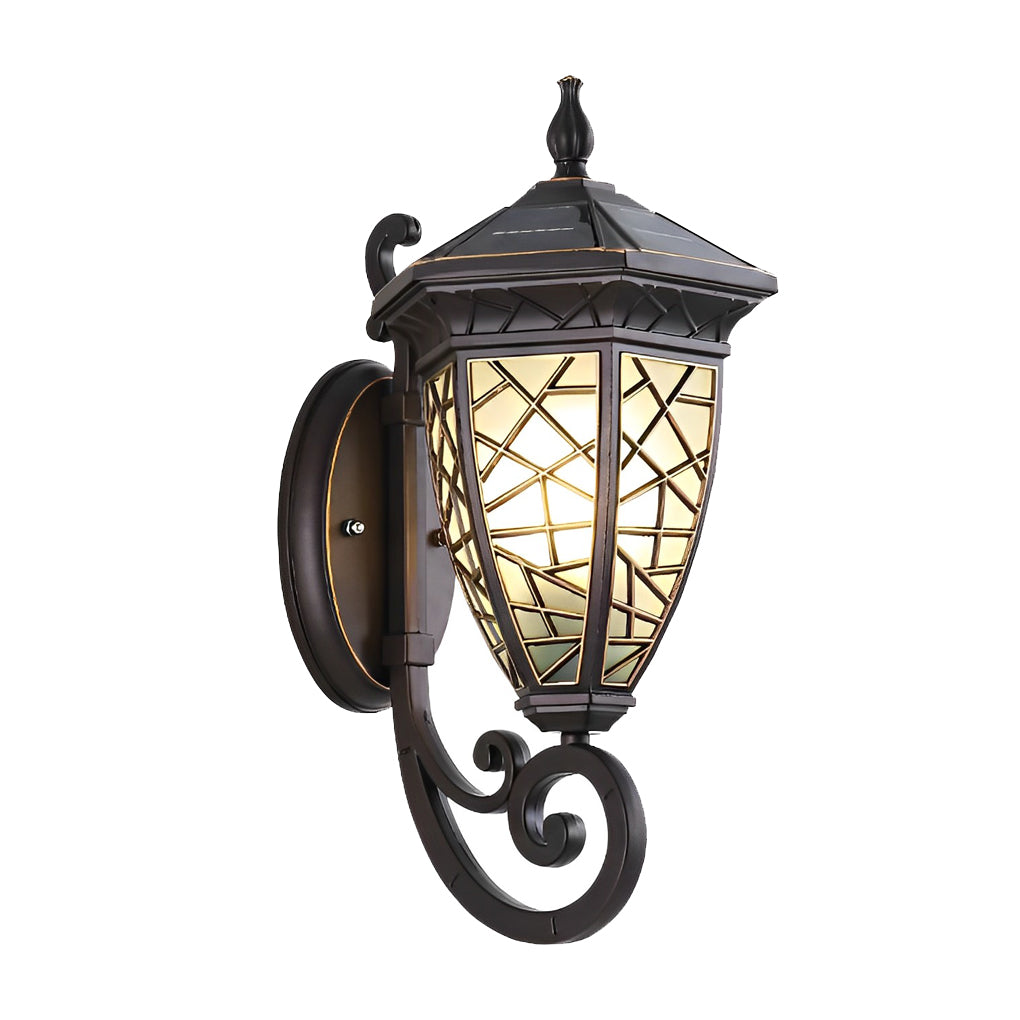 Retro Pattern Solar Powered Wall Lamp Ha080219