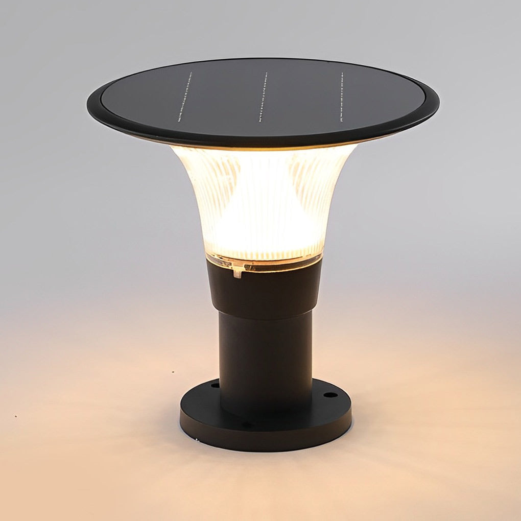 Round Black Solar Fence Post Light Ha082917
