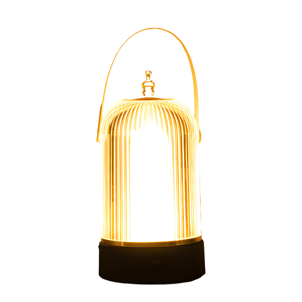 Ribbed Glass Table Lamp Lantern Ambient Led Beside Nights