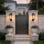 European Outdoor Lantern Wall Sconce in Black Brass with Clear Glass