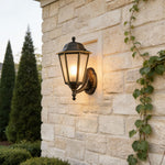 Hexagonal Vintage Outdoor Wall Sconce in Black Brass