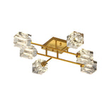 Modern Copper Crystal Cube Semi Flush Mount Light Fixture 4 6 8 Light
