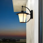 1 Light 13 In Vintage White Opal Frosted Glass Black Outdoor Wall Light