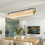 Wooden Led Dining Pendant Light Rectangle