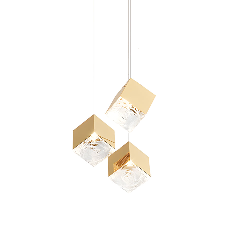 Glass Square Cube Stainless Steel Led Modern Spiral Long Chandelier