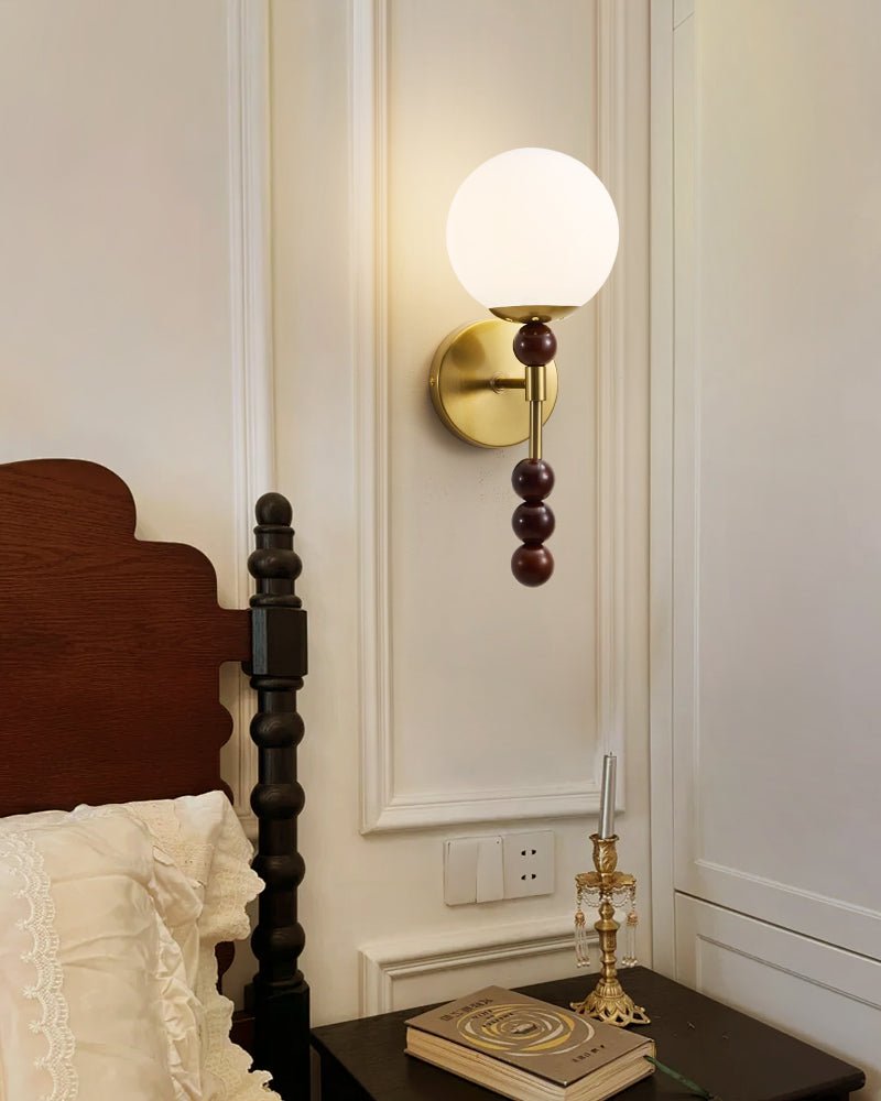 Colette Globe Wall Sconce in Gold or Walnut | Modern Luxury Lighting
