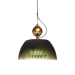 Retro Gradient Dark Green Striped Glass Art Nordic Pendant Lights Fixture Li002742