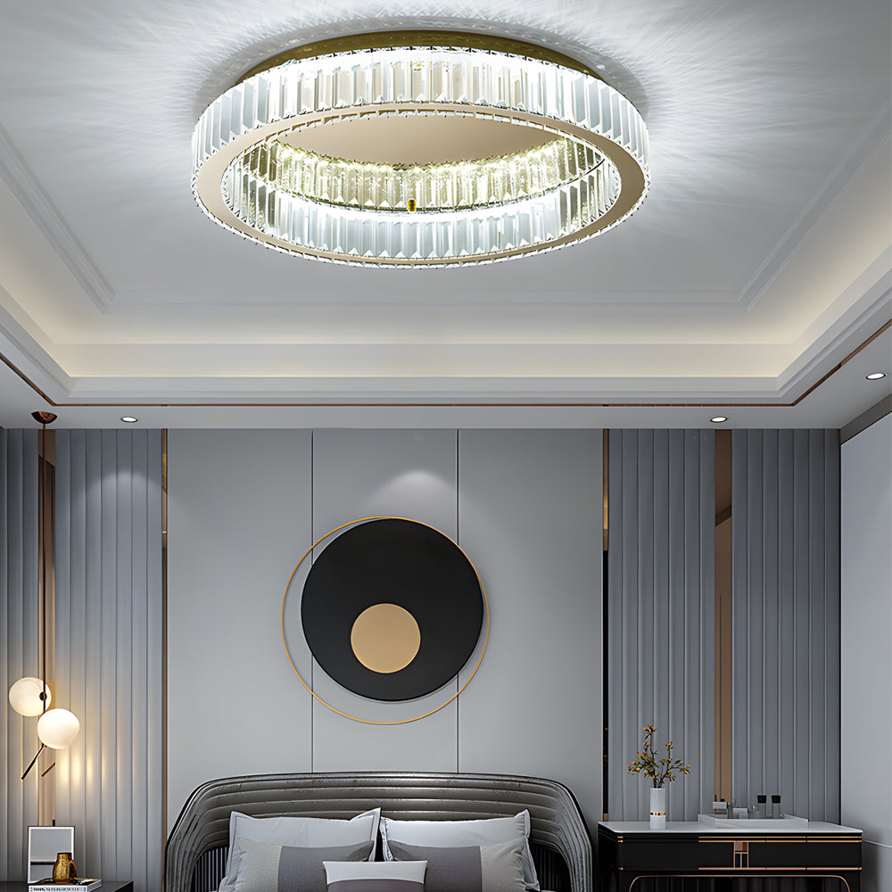 Round Crystal Stepless Dimming Led Luxury Post Modern Ceiling Light Fixture