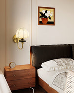 Amelie Floral Wall Sconce – Vintage-Inspired Fabric Shade, Gold or Black Finish
