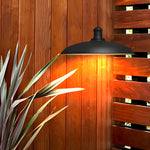 Round Black Hanging Outdoor Pendant Light Metal Saucer Shaped