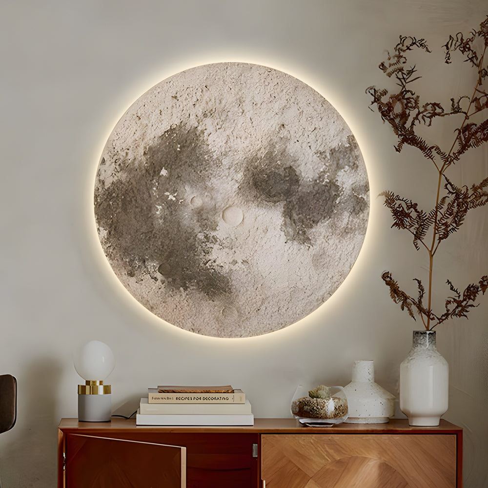 Round Moon 3D Sandstone Painting Usb Voice Control Decorative Painting