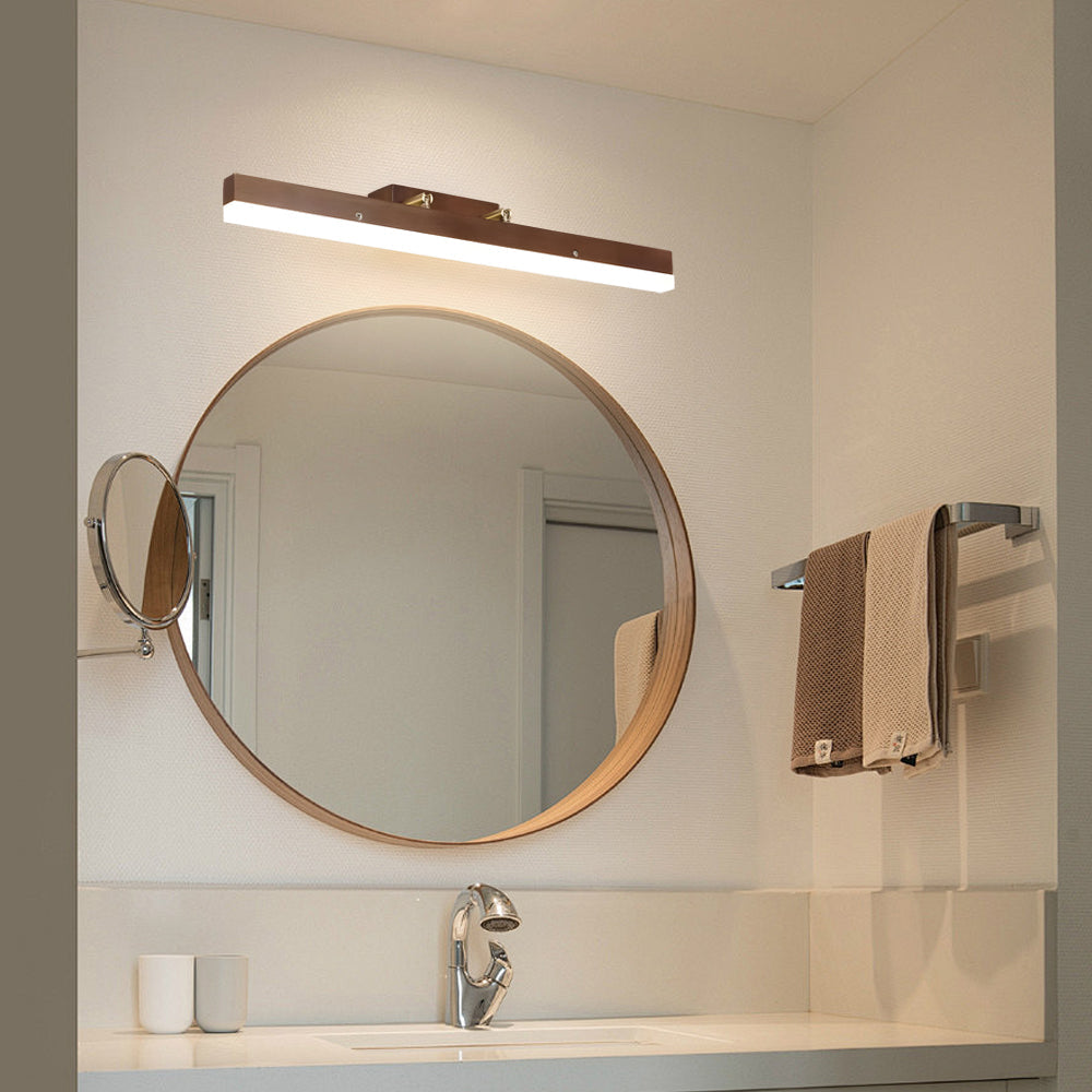Walnut Led Wood Bathroom Vanity Light 31 Inch