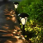 Modern Solar Path Lights Set of 2 with Frosted Glass Shades