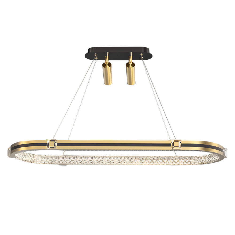 Long Oval Ring Luxury Three Step Dimming Led Modern Dining Room Chandelier