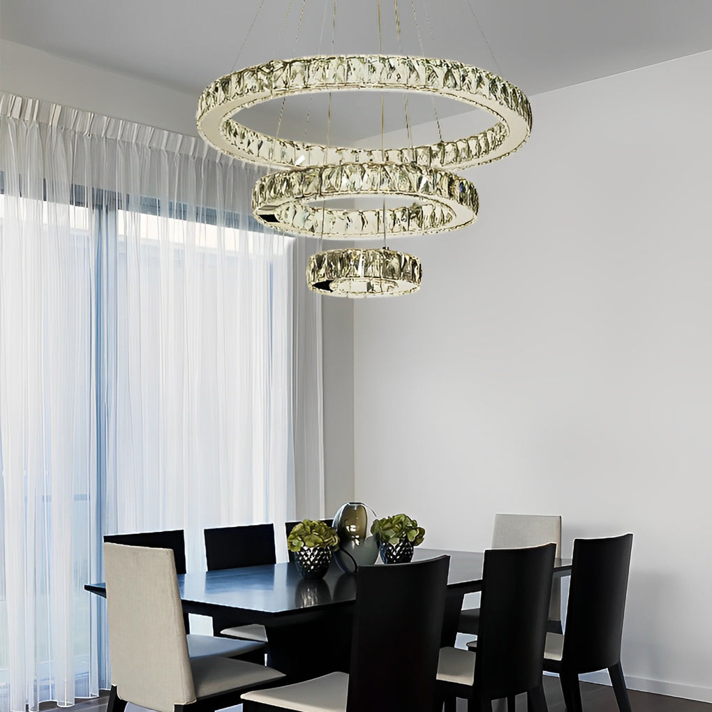 Luxury Crystal Led Chandelier 3 Tier Geometric Or Stacked Led Pendant Light