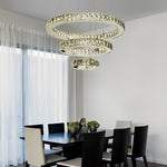 Luxury Crystal Led Chandelier 3 Tier Geometric Or Stacked Led Pendant Light