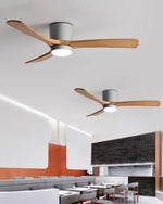 Nordic Wood Ceiling Fan with LED Light – Modern Flush Mount for Living Spaces