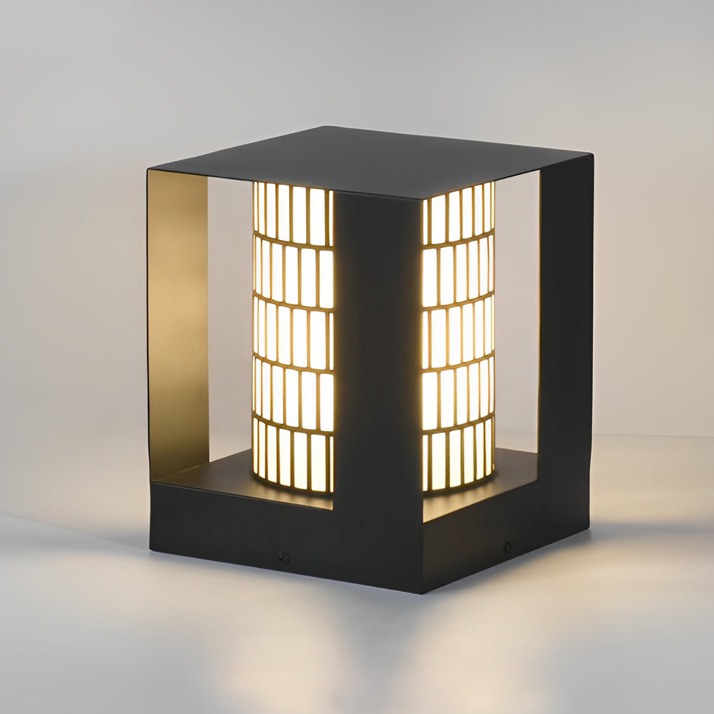 Lattice Cylinder LED Outdoor Lantern in Black, IP65 Waterproof