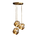 Irregular Lava Texture Glass Shade Copper Simple Post Modern Chandelier