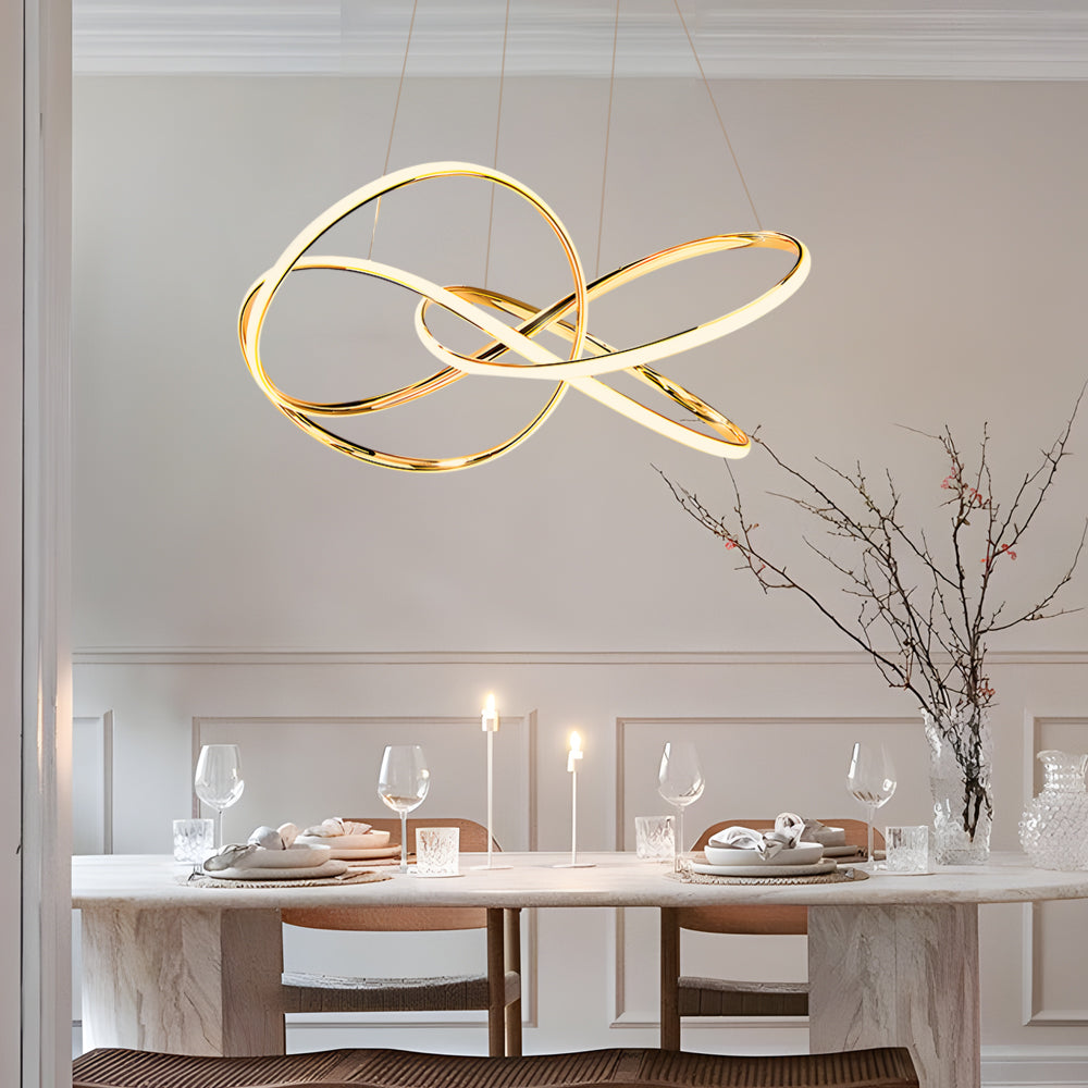 Creative Circular Curved Lines Led 3 Step Dimming Modern Chandelier