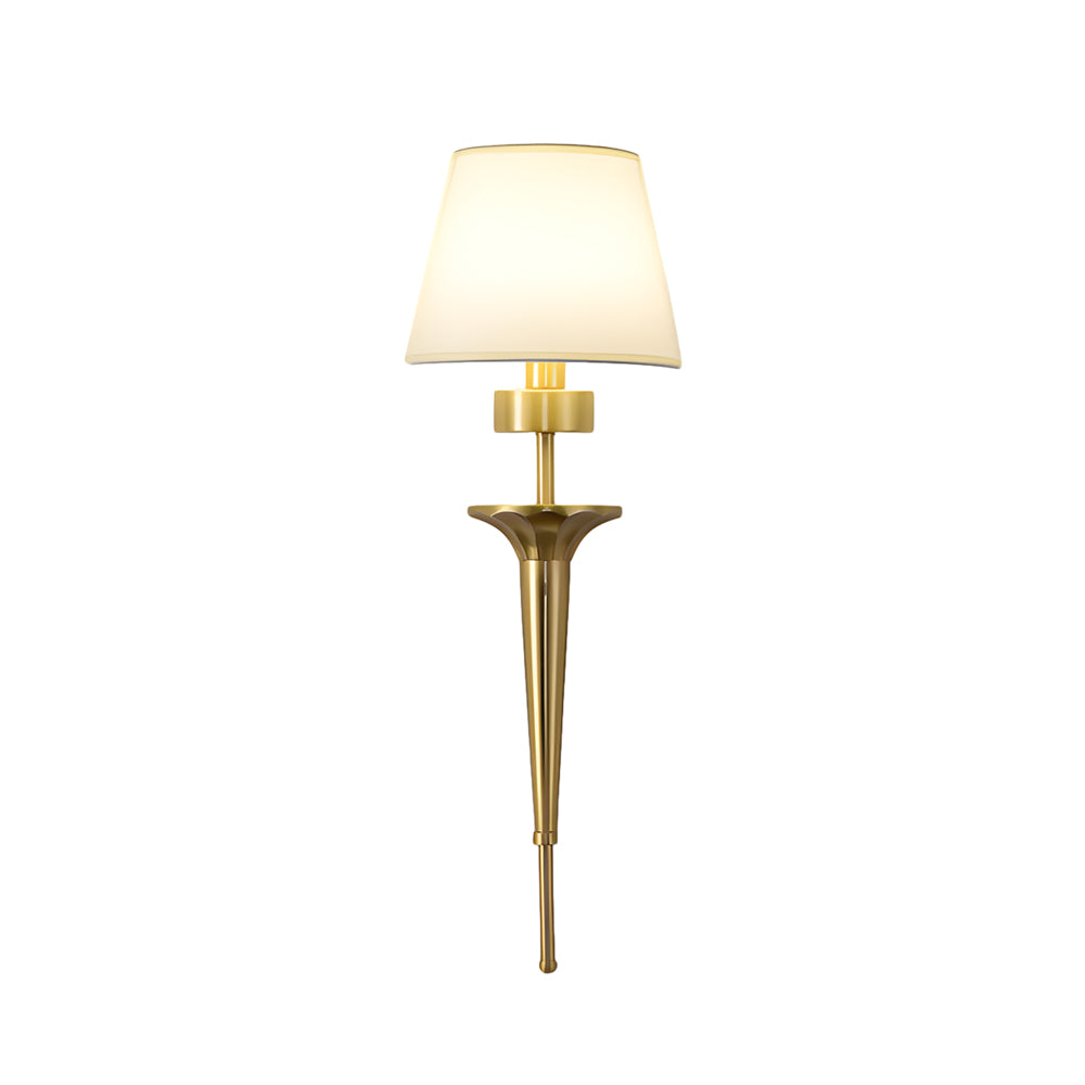 25 98 In H Gold Black Copper 1 Light American Wall Sconce With Fabric Shade