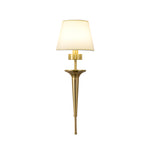 25 98 In H Gold Black Copper 1 Light American Wall Sconce With Fabric Shade