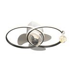 2 Rings Simple Luxury 3 Step Dimming Modern Bedroom Ceiling Fan And Light