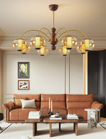 Solstice Bloom Chandelier — Amber Glass & Gold Modern Pendant Light
