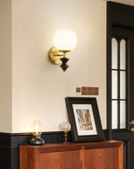 Elodie Globe Wall Sconce — Modern Brass & Glass Wall Light for Bedroom, Living Room
