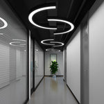Curved Slim C Shape Led Pendant Half Circle Hanging Profile Light For Office