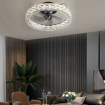23 6 In Crystal Led Lighting Semi Enclosed Low Profile Ceiling Fan